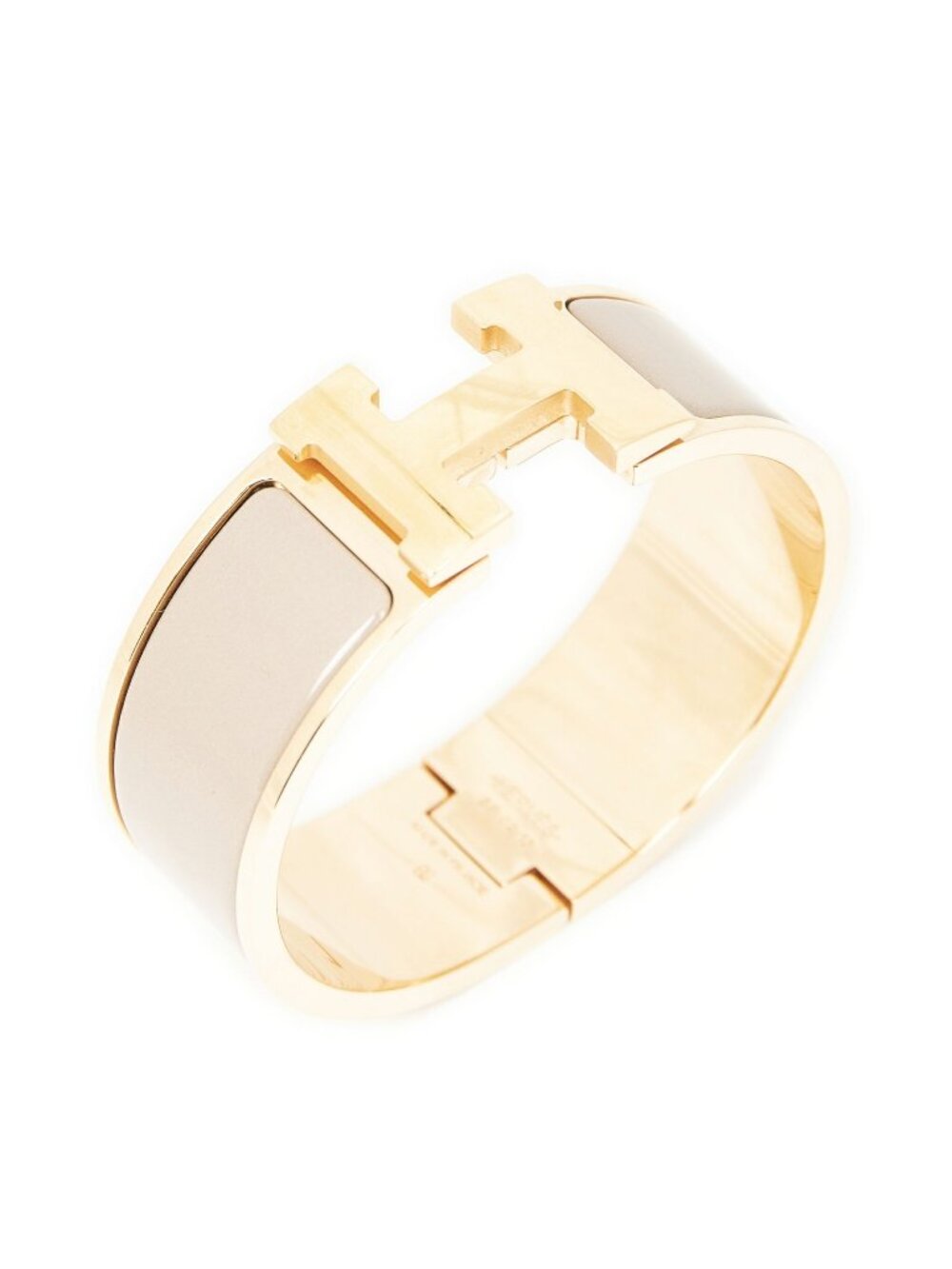 Hermes Clic Clac H Bracelet Beige Gold Plated